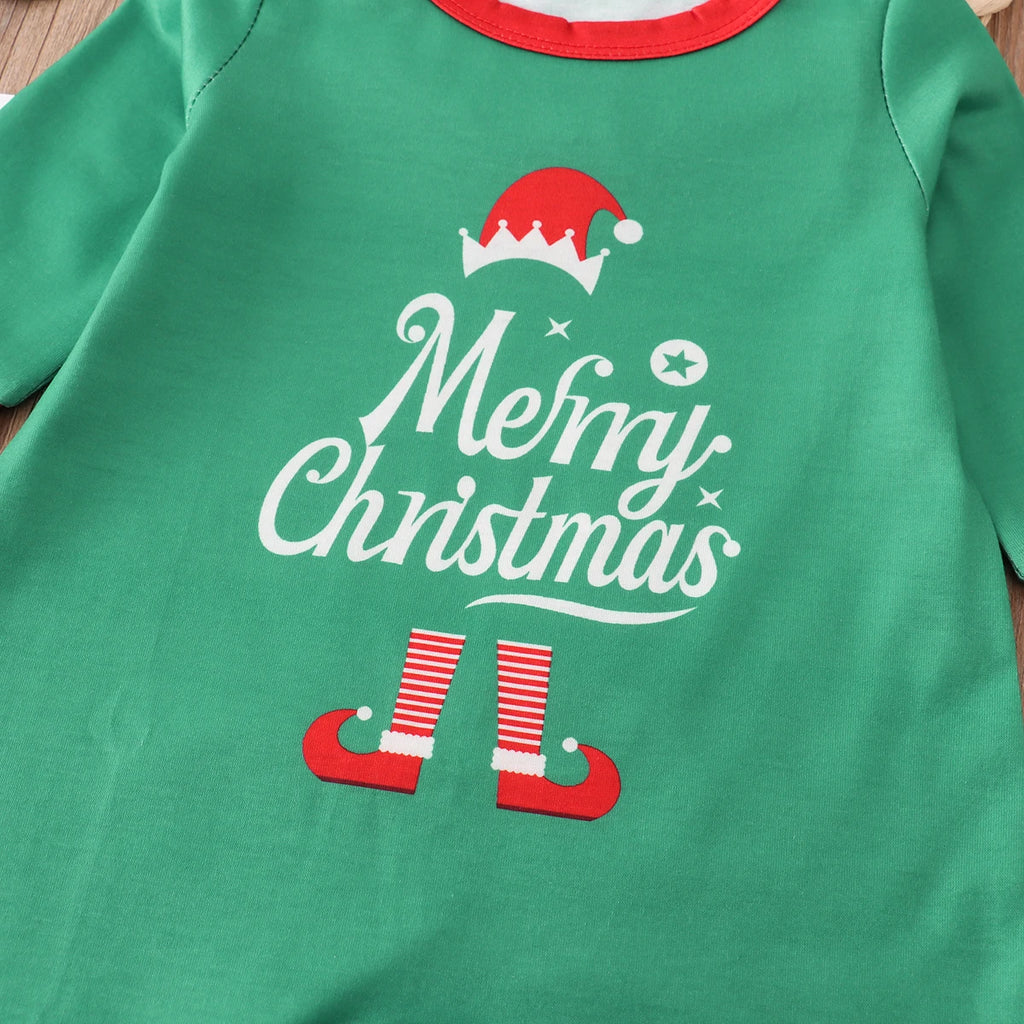 Fun green Christmas pyjamas for family celebrations