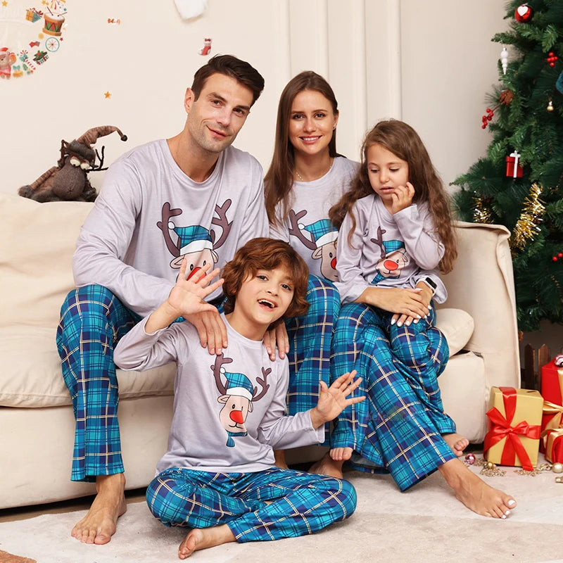 Light Blue Matching Family Christmas Pajamas