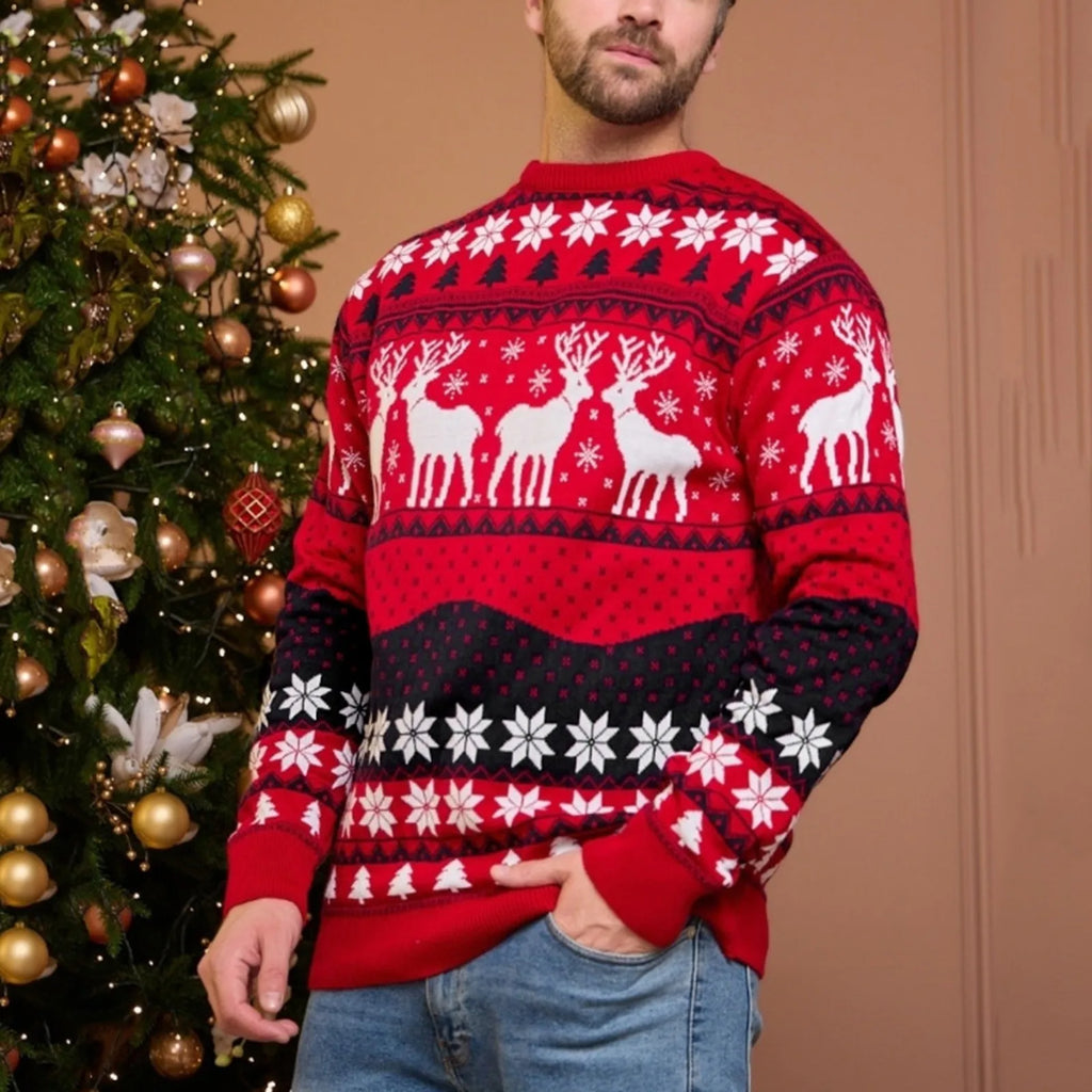 Mens Red Knitted Christmas Sweater