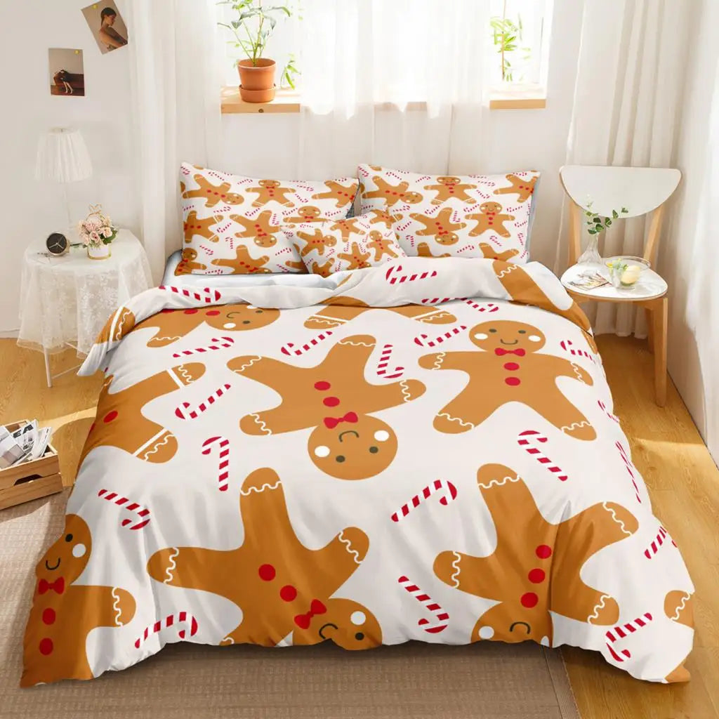 Gingerbread & Candy Cane Christmas Bedding Set