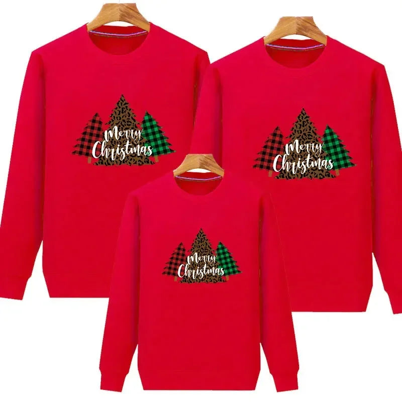 Plain Red Christmas Tree Matching Christmas Sweater