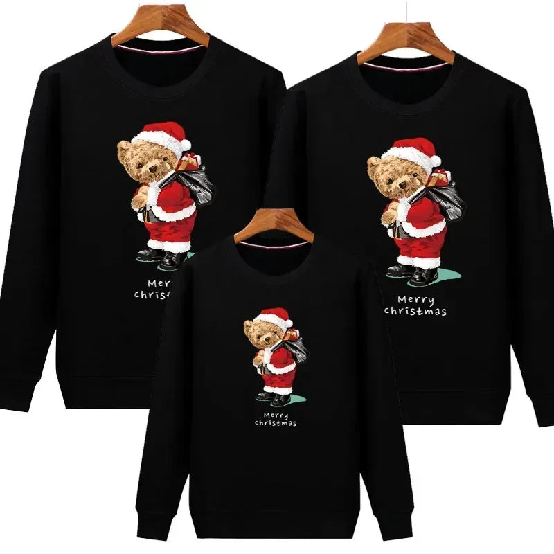 Plain Black Christmas Bear Matching Christmas Sweater