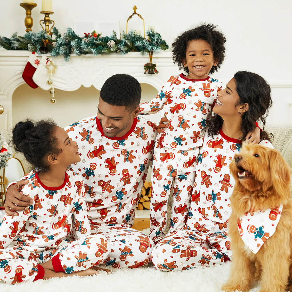 Family Matching Cartoon Gingerbread Man Christmas Pyjamas Sets