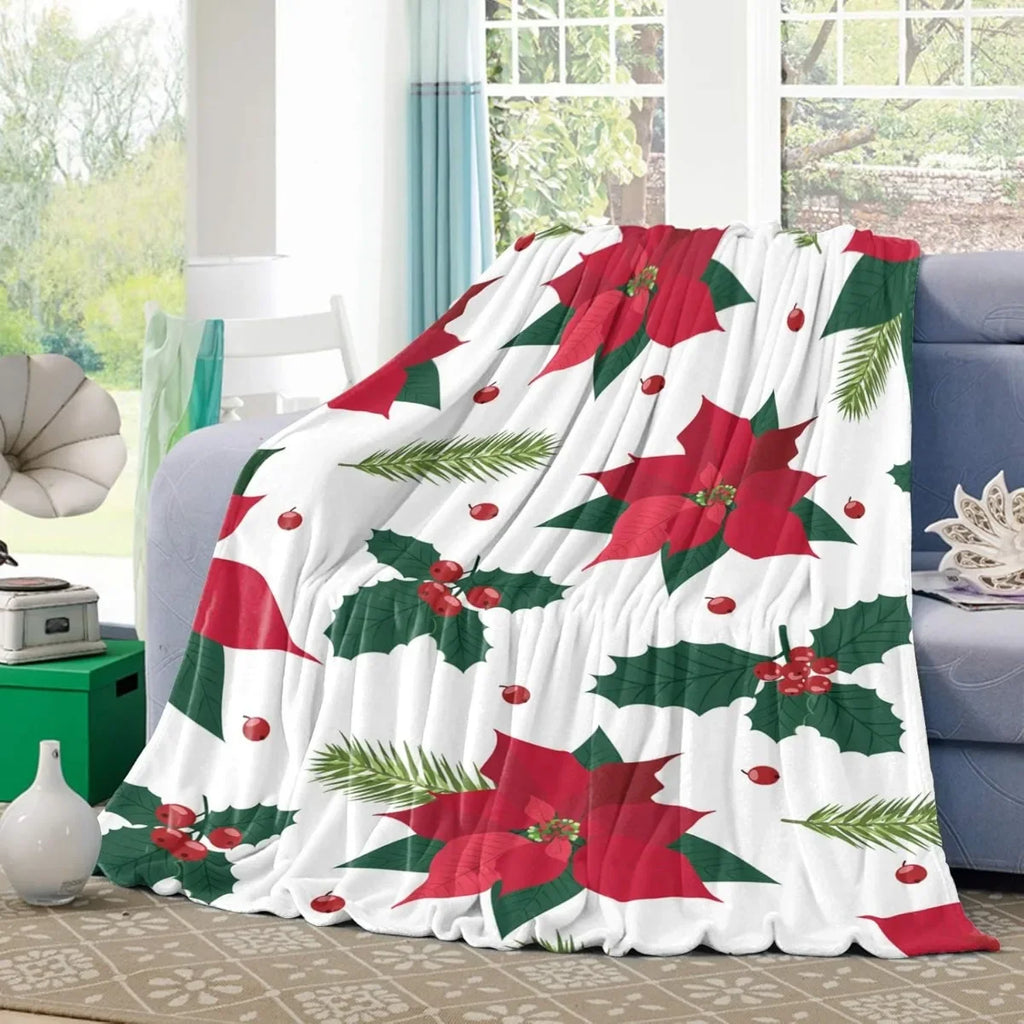 Poinsettia Christmas Throw Blanket