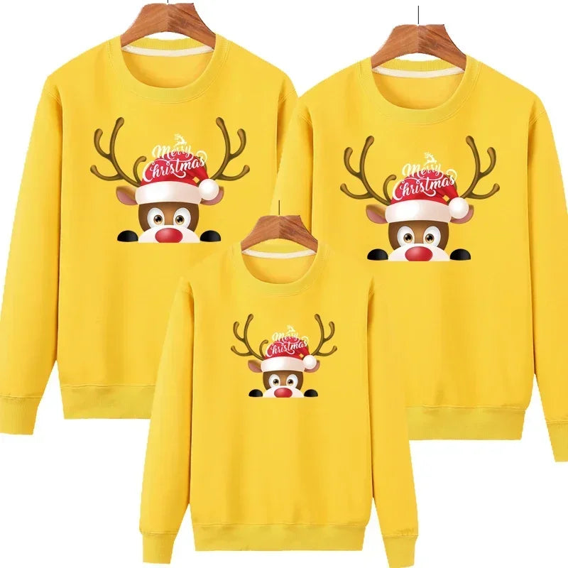 Plain Yellow Reindeer Matching Christmas Sweater