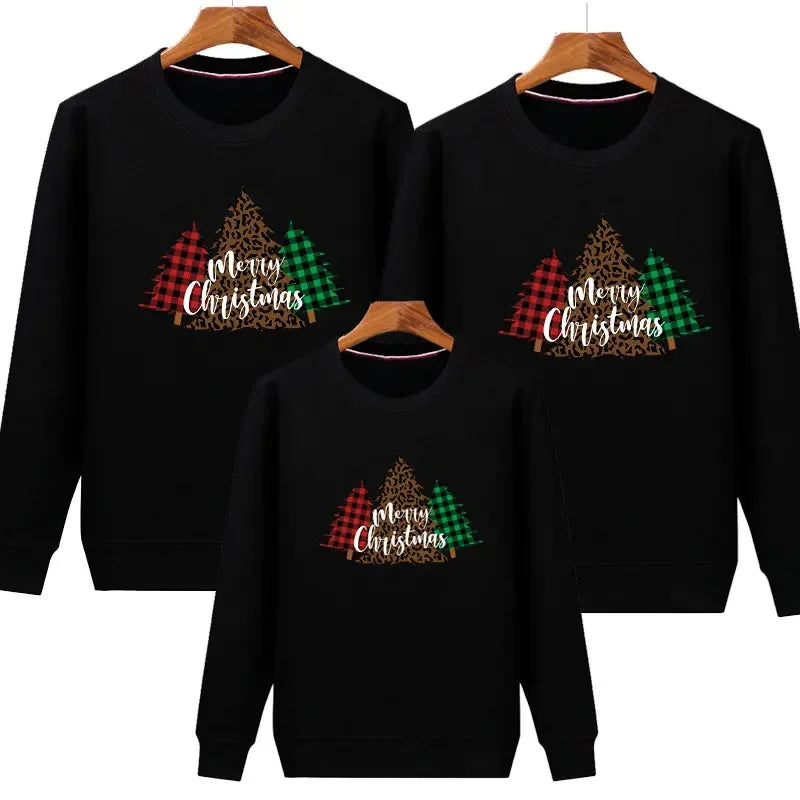 Plain Black Christmas Tree Matching Christmas Sweater