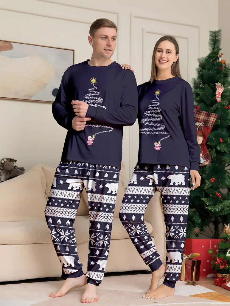 Family Christmas pyjamas with tree design