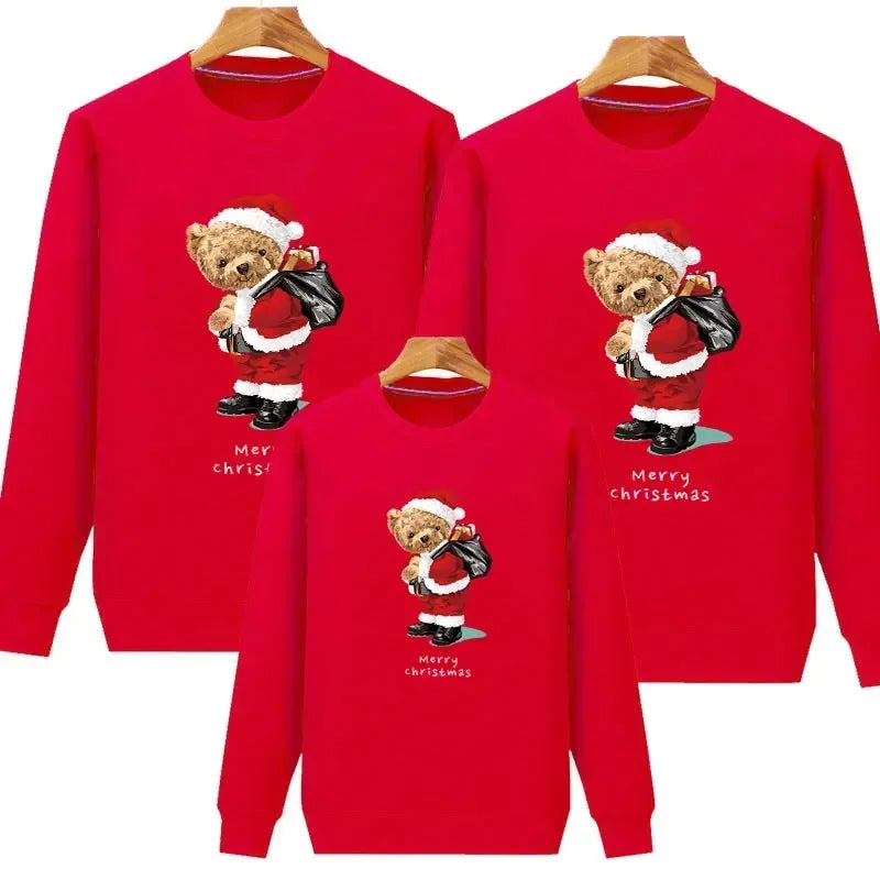 Plain Red Christmas Bear Matching Christmas Sweater