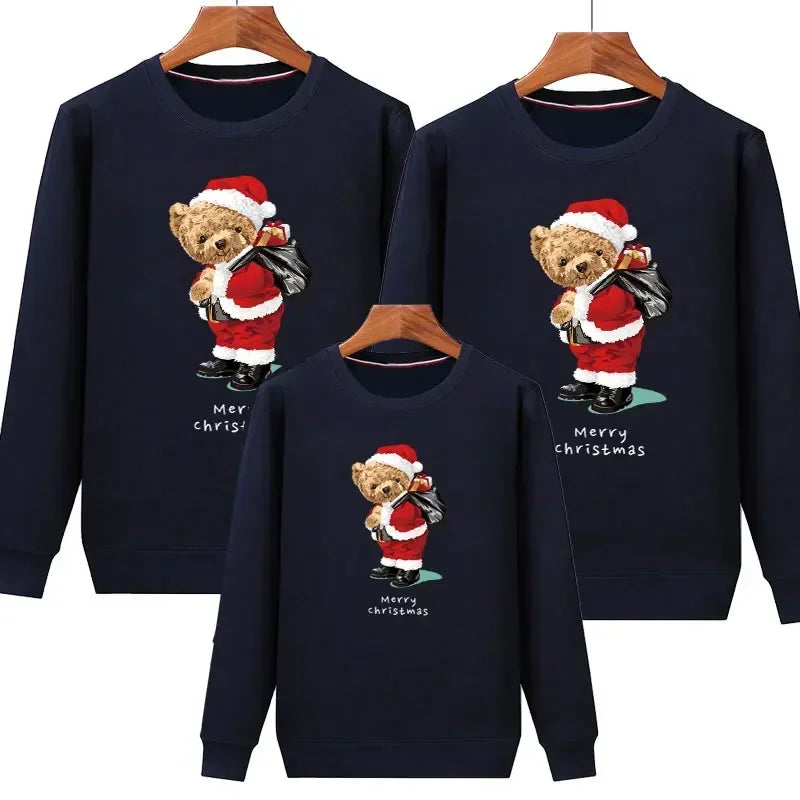 Plain Navy Christmas Bear Matching Christmas Sweater