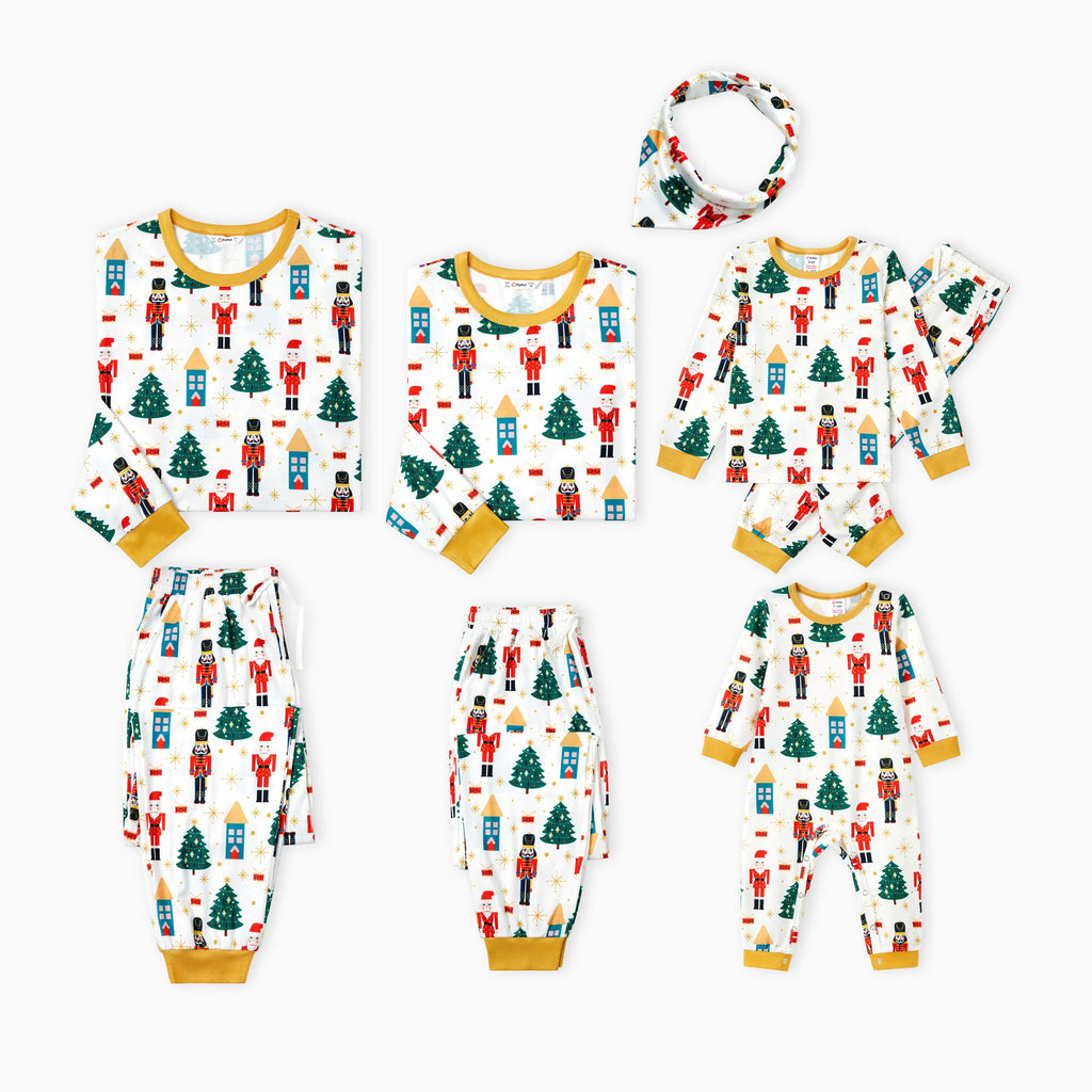 Family Matching Nutcracker Pattern Long Sleeve Pyjamas Sets