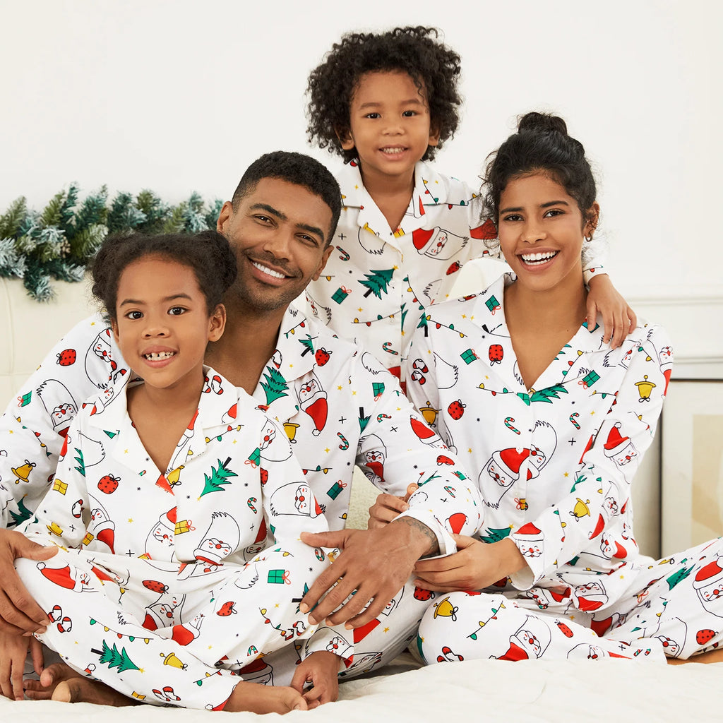 Family Matching Colourful Festival Theme Print Long Sleeve Pyjamas Sets