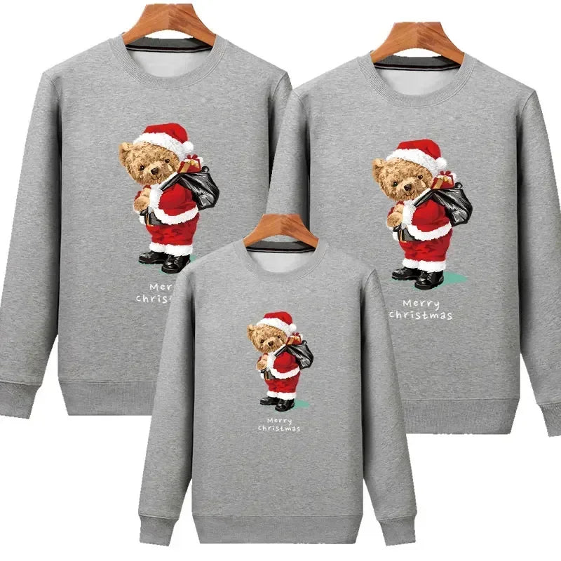 Plain Grey Christmas Bear Matching Christmas Sweater